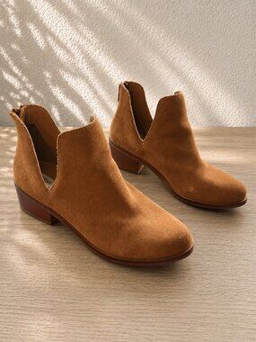 Steve Madden Dextir Cognac Suede Leather Cutout Ankle Boots Boots Sz 6M